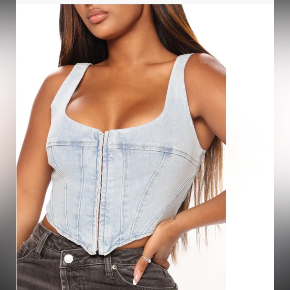 Taking Chances Denim Corset - Light Wash NWT